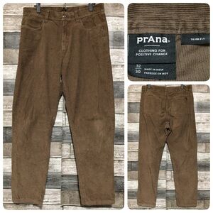 Prana Slim Fit Corduroy Pants Men’s 32x30 Brown Stretch Casual